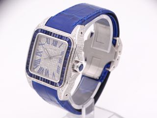 CARTIER Santos 100 XL 2656 Diamantes y Zafiros