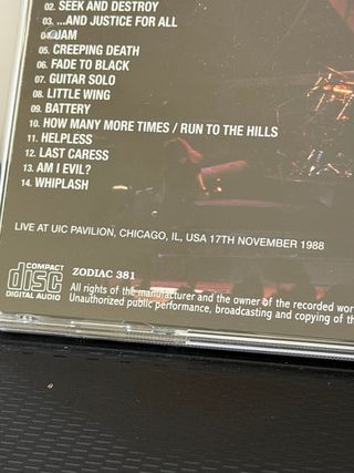 Metallica Chicago 1988 2CD Japon Zodiac