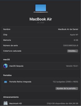 MacBook Air M1 Plata