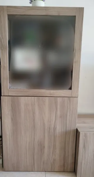 Mueble TV madera y cristal