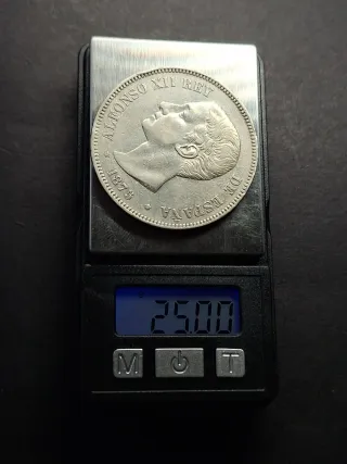 Moneda 5 Pesetas Plata 1875 Alfonso XII