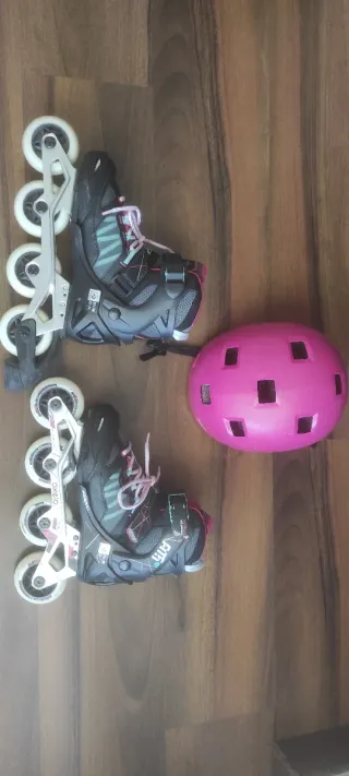 Patines Oxelo Tallas 35-38 + Casco Rosa