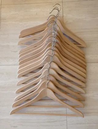 20 Perchas Madera Natural