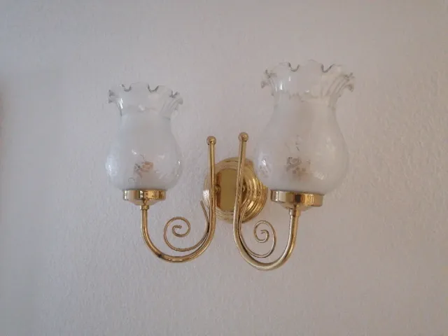 Apliques de pared dorado y cristal