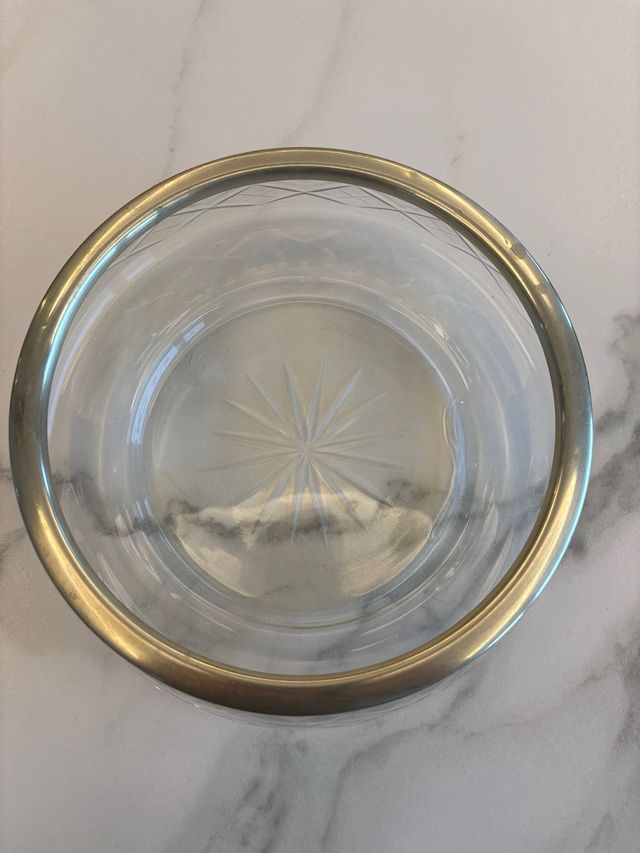 Bol de cristal con borde EPNS 19cm Del año 1920