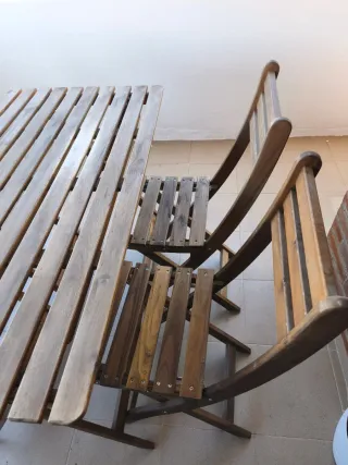 Conjunto Mesa y 4 Sillas Exterior Madera