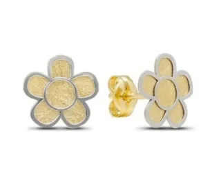 Pendientes Margarita Bicolor Oro 18 Klt
