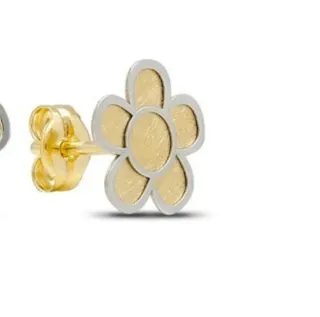 Pendientes Margarita Bicolor Oro 18 Klt