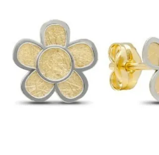 Pendientes Margarita Bicolor Oro 18 Klt