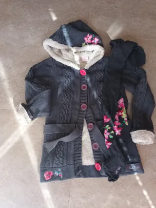 Chaqueta Tuc Tuc niña gris con flores + leotardos