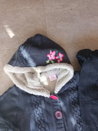 Chaqueta Tuc Tuc niña gris con flores + leotardos