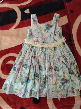 Vestido Alhuka Talla 7 Estampado Flores y Pájaros