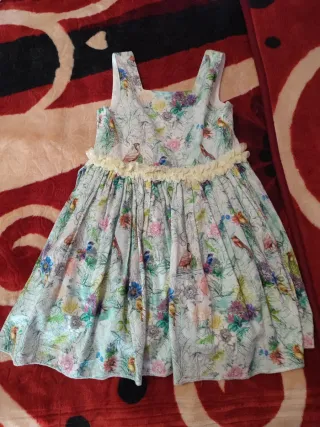 Vestido Alhuka Talla 7 Estampado Flores y Pájaros