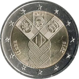 3x 2€ Estonia Letonia Lituania 2018 Conmemorativa