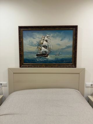 Cuadro paisaje marino velero antiguo