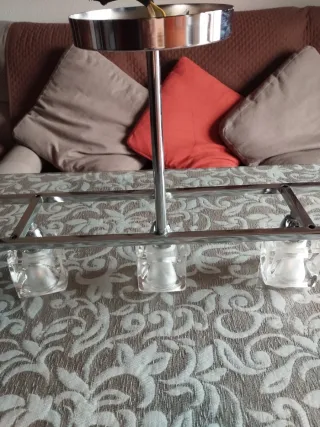 Lámpara de pasillo 3 focos metal y cristal