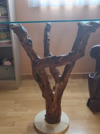 Mesa de centro rústica de tronco