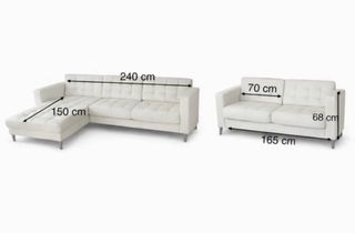 Conjunto Sofá y Chaiselongue Piel Blanco