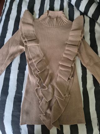 Jersey fino con volantes beige