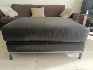 Puf de piel negro para sofa