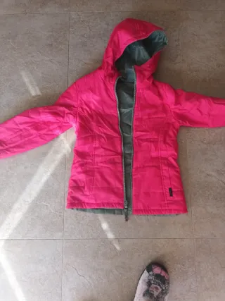 Cazadora niña reversible verde y rosa