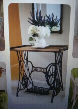 Pie de máquina de coser Singer antiguo