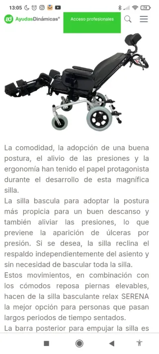 SILLA DE RUEDAS ARTICULADA ABATIBLE