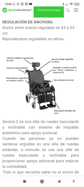 SILLA DE RUEDAS ARTICULADA ABATIBLE