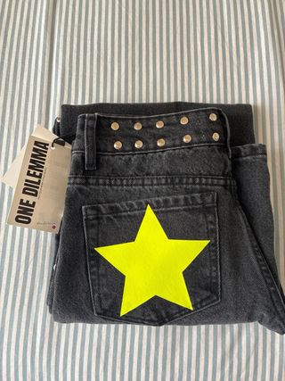Vaqueros grises One Dilemma tachuelas Talla 30