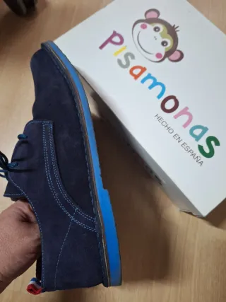 Zapatos Pisamonas de niño, serraje color azul. T39