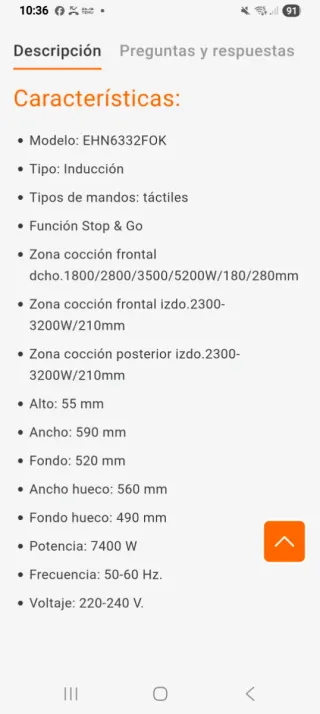 Placa Vitrocerámica Inducción Electrolux