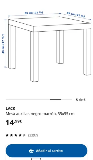 Mesa auxiliar negra 55x55