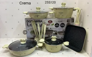 Batteria Pentole Tortora o crema 14 Pezzi