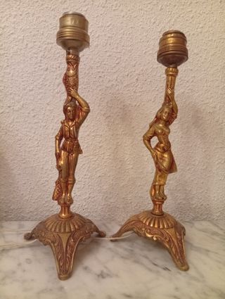 Pareja lámparas vintage figuras 30cm