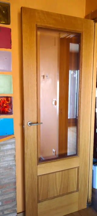 Puertas de madera maciza, dos con cristal y dos ci