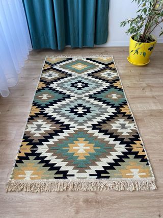 Alfombra Kilim Algodón Étnica 80x125 cm