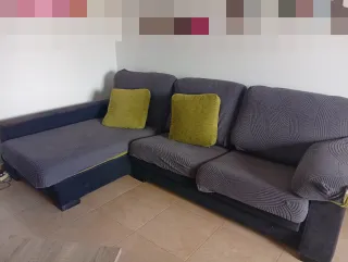 Sofá Chaiselongue Verde y Negro