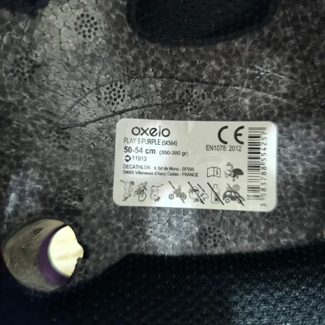 Casco infantil morado Oxelo 50-54 cm