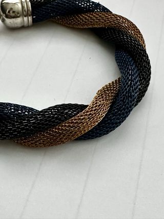 Bracciale maglia metallica vintage blu/oro/nero