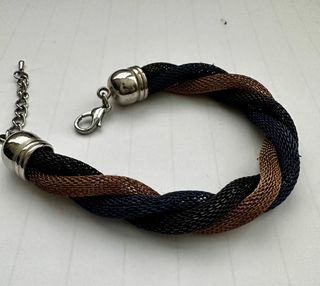 Bracciale maglia metallica vintage blu/oro/nero