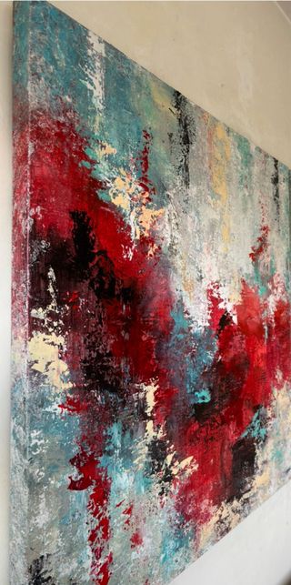 Cuadro abstracto pintado a mano.