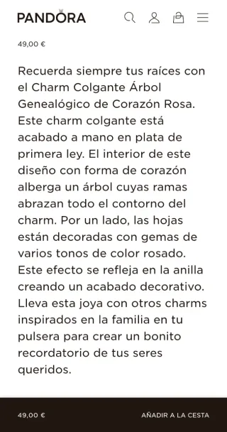 Pandora Charm Árbol de la Vida Rosa