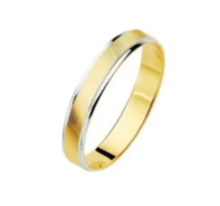 Alianza Bicolor Estrias Talladas Oro 9Klt de 3.5mm