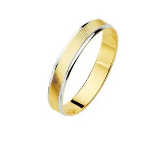 Alianza Bicolor Estrias Talladas Oro 9Klt de 3.5mm