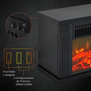 Chimenea Eléctrica 600/1200W Decorativa de Mesa