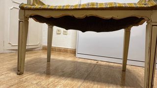 Banqueta vintage tela y madera