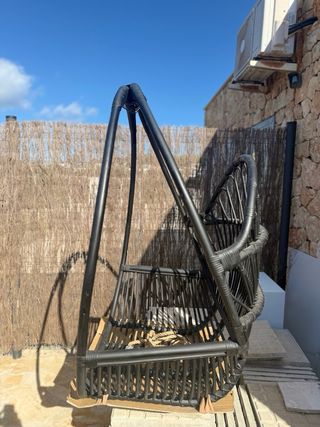 Sillón Huevo Ratán Negro