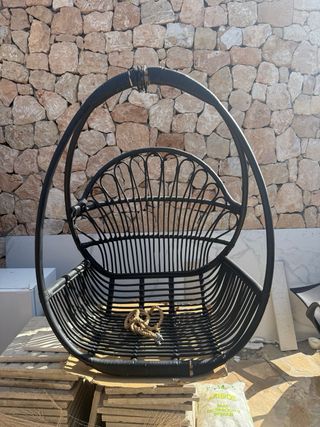 Sillón Huevo Ratán Negro