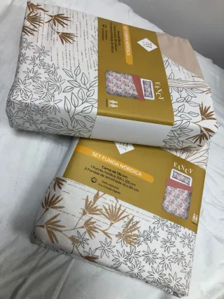 Set Funda Nórdica Cama 135cm Beige/Dorado