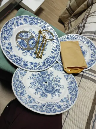 Frutero Porcelana Inglés Azul y Blanco